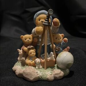 Charming Bear Family with Telescope and Globe